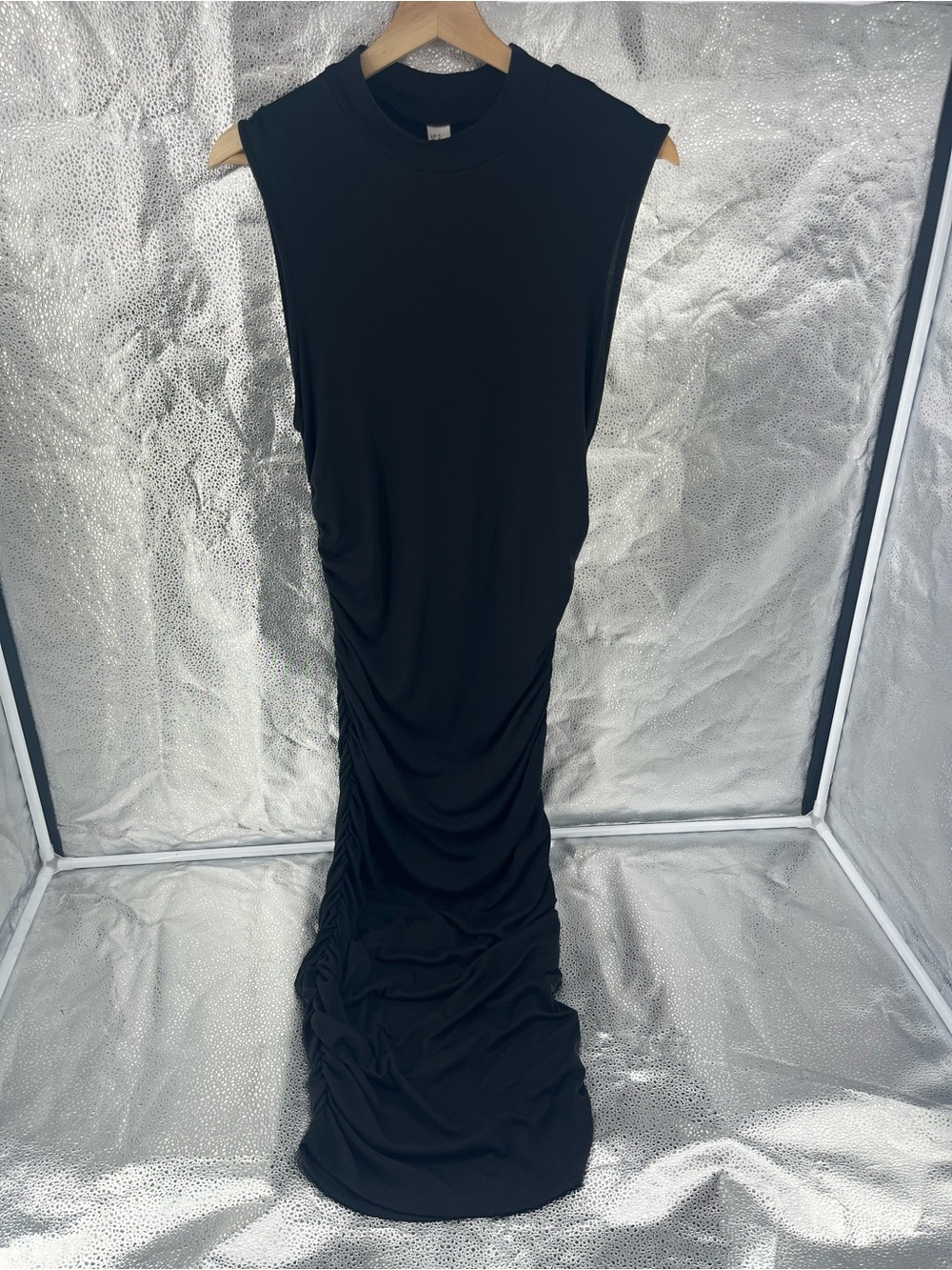 Floerns Women's Mock Neck Sleeveless Ruched long Black Tight Dress Size XL